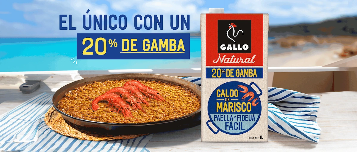 El Caldo de Marisco de Gallo, el único del mercado con un 20 % de gamba, el aliado perfecto para paellas y fideuás este verano